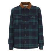 Blå Uld Overshirt med Tartan Mønster