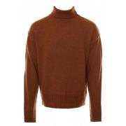 Ribstrikket turtleneck sweater med dropped shoulder