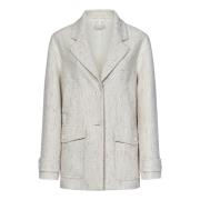 Hvid Tweed Oversized Blazer Yderbeklædning