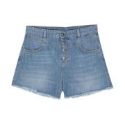 Denim Shorts med Frynsekant