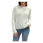 Hvid Sweater med Palietter, A-linje Design