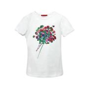 Hvid Akvarel Blomst T-shirt