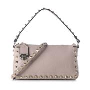 Pink Hammered Texture Taske med Guld Rockstud Detaljer