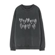 Hjerte Print Fløjl Sweatshirt