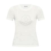 Hvid Bomuld Logo Print T-shirt