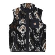 Sort Jacquard Ærmeløs Vest Foring