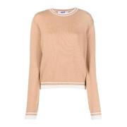 Beige Sweater med Kontrastkanter