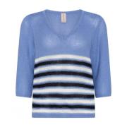 Stribet Tape Garn Pullover Bluse