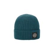 Ribstrikket Uld Beanie med Kompass Logo