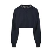 Crystal Collar Cropped Sweatshirt