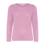 Feminin O-Neck Pullover Bluse Candy Pink