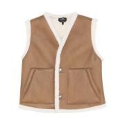 Faux Shearling Eco-Læder Vest Kamel