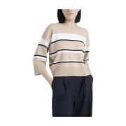 Stribet uld silke cashmere sweater