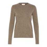 Basis Rund Hals Pullover Kaffe Melange