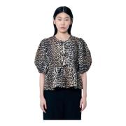 Leopard Print Peplum Bluse