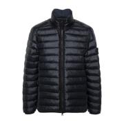 Blå Nylon Puffer Jakke