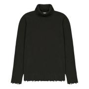 Turtleneck Sweater With Wool Breakages