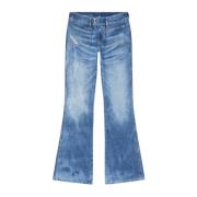 Flared jeans med baglogo-patch