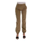 Beige Corduroy Casual Bukser med Logo