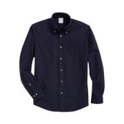 Milano Slim-Fit Sport Skjorte, Portuguesisk flanel, knap-ned krave