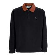 Sort Fleece Polo Langærmet