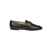 Sorte Læder Loafers Elegant Stil