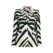 Zebra-Print Blazer med Panther Head Pynt