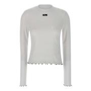 Hvid Ruffle Crew Neck Sweater