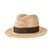 Beige Fedora Tørklæde med Brun Bånd