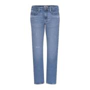 Blå Straight Fit Denim Jeans