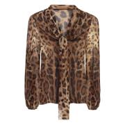 Leopard Print Chiffon Bluse