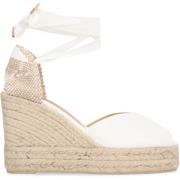 Jute wedge espadrilles med snørebånd