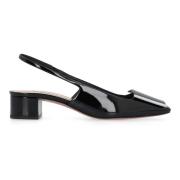 Skinnende læder slingback pumps