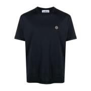 Blå Bomuld Jersey T-shirt med Compass Patch