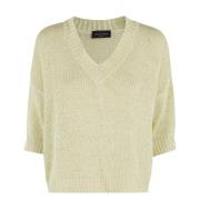 V-hals Sweater i Fin Strik