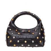 Studded Læder Mini Håndtaske i Sort