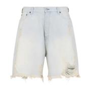 Lys Blå Hvide Denim Shorts