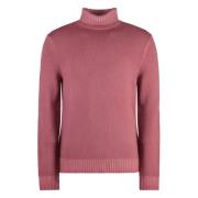 Ribstrikket turtleneck sweater i ren uld