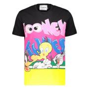 Broderet bomulds T-shirt