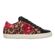 Leopard Print Sequin Sneakers