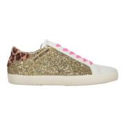 Glitter Low-Top Sneakers med Læderindsatser