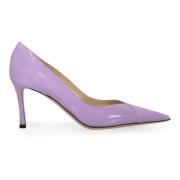 Suede Pointy-toe Pumps med Læderindsatser