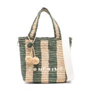 Grøn Raffia Tote Taske