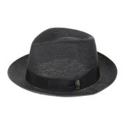 Blå Straw Panama Hat med Logo