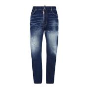 Marineblå Distressed Denim Jeans