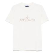 Hvid Crew Neck T-shirt med Front Print