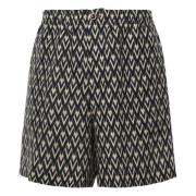 Trykte Bomuldsshorts Navy Creme