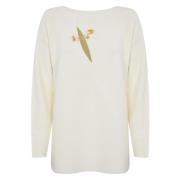 Ivory Viskose Sweater med Cut-Out