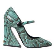 Python Læder Mary Jane Pumps