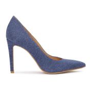 Stiletto pumps i denim-efterligningsstof